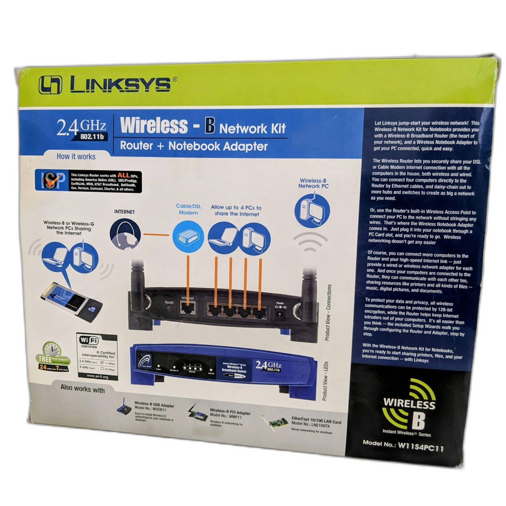 Linksys Wireless-B Network Kit Router + Notebook Adapter W11S4PC11 Open Box - Picture 4 of 4